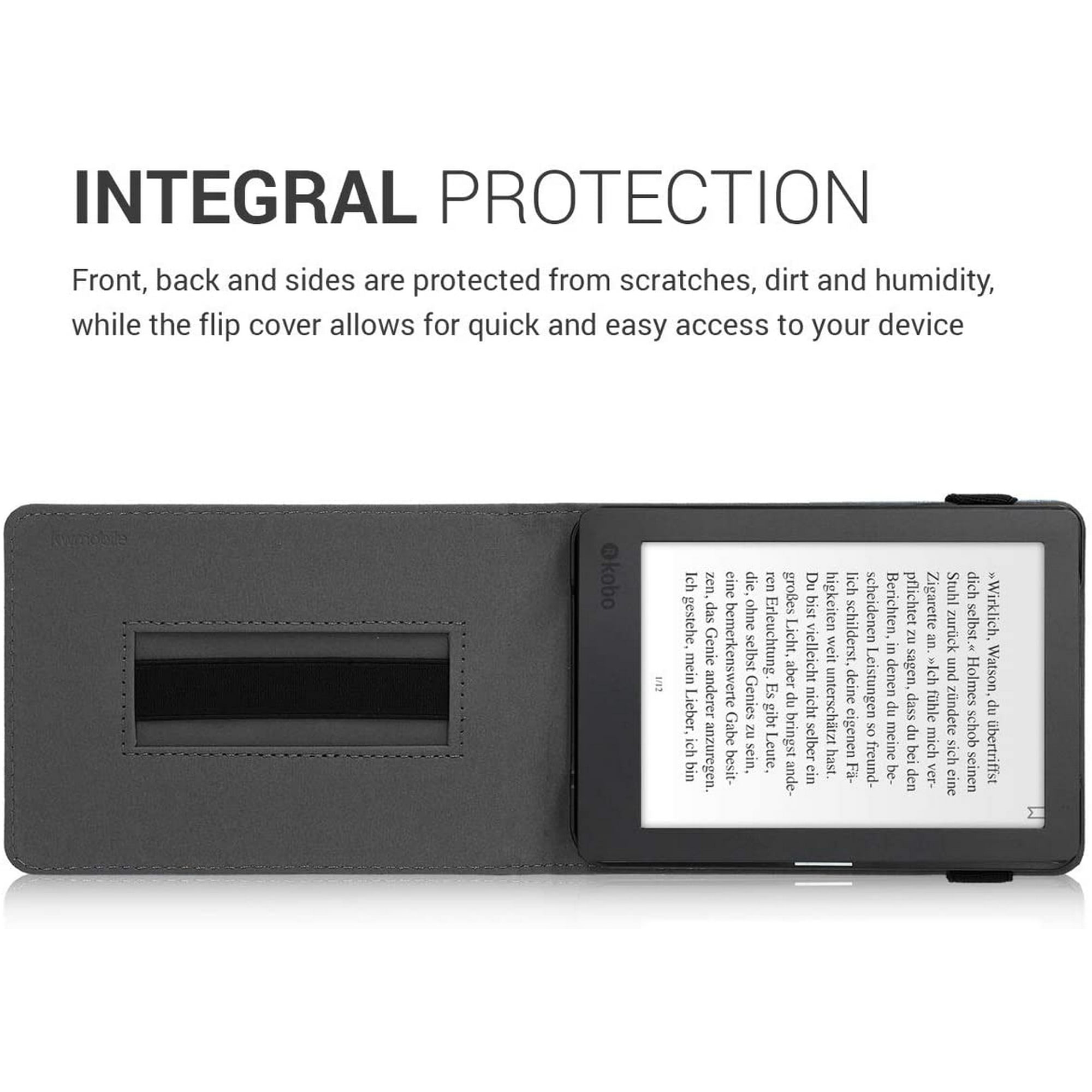 Magnolias Taupe//White//Blue Grey kwmobile Case Compatible with Kobo Nia PU e-Reader Cover